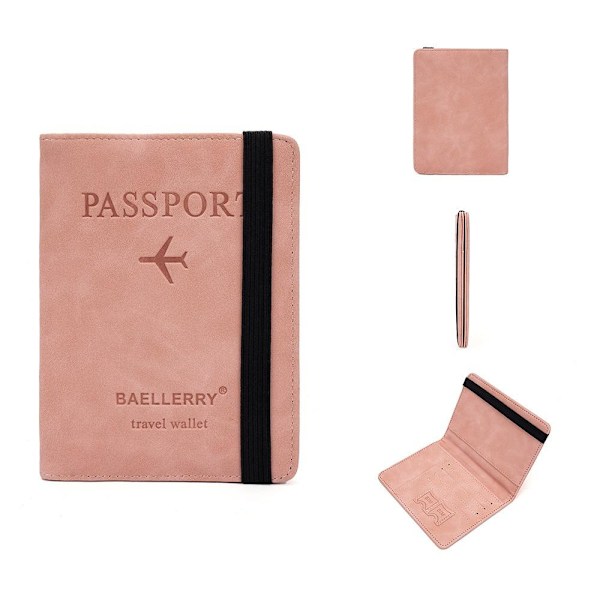 Baellerry RFID Passholder Reiselommebok for kvinner - sandblåst rosa
