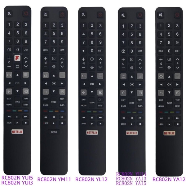 fjärrkontroll ersättning remote för TCL RC802N YUI4 YAI2 YUI5 YL RC802N YLI2