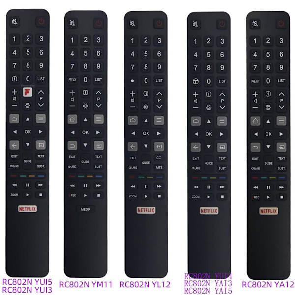 fjärrkontroll ersättning remote för TCL RC802N YUI4 YAI2 YUI5 YL RC802N YUI4