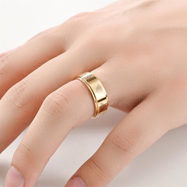 Viking Text Roterende Dekompressionsring | Moderigtige 3D-spind 8 mm guld nr. 9