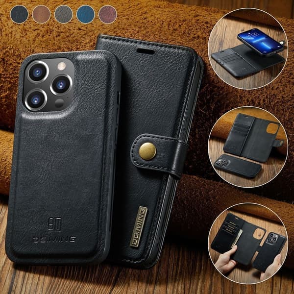 (Til iPhone 13 mini) DG.MING Læder Telefoncover: Premium Oksehud sort