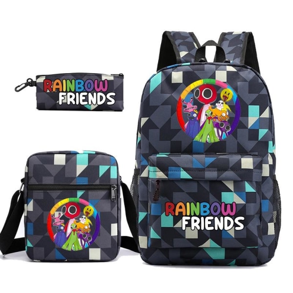 Rainbow Friends rygsæk børn penalhus skuldertaske pakke (3 stk) rombe 3