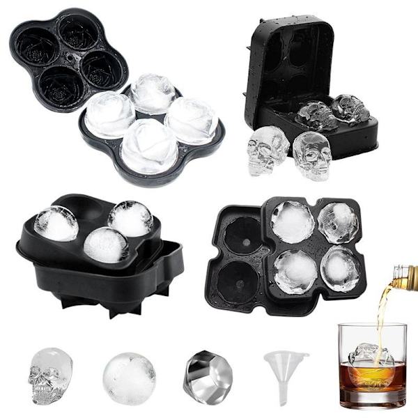 Iskuber is/choklad/geléform döskalle bollar skull blomma fyrkant 2st/Diamant4