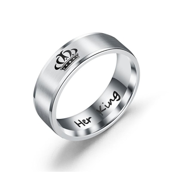 Titanstål Vintage Crown Ring - Classic King Queen Smycken Symbol 6mm svart queen nr 9