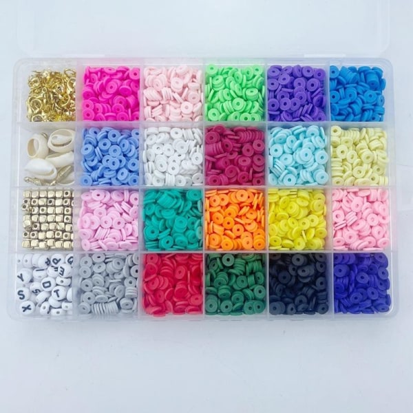 Flat Clay Beads sæt runde polymer lerperler til DIY smykker som billedet viser