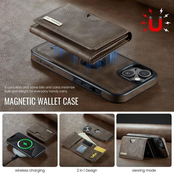 (Til iPhone 12 Pro Max) DG.MING M6 Serien Magnetisk Pung Etui sort