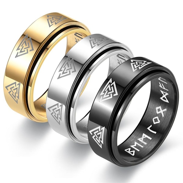 Viking Text Roterande dekompressionsring | Fashionabla 3D-snurri 8mm stålfärg nr 11