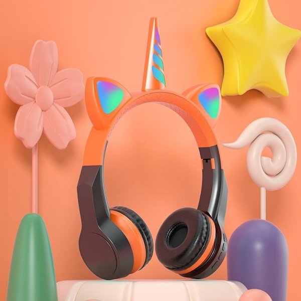 cat ears kuulokkeet langattomat cat bluetooth kuulokkeet orange
