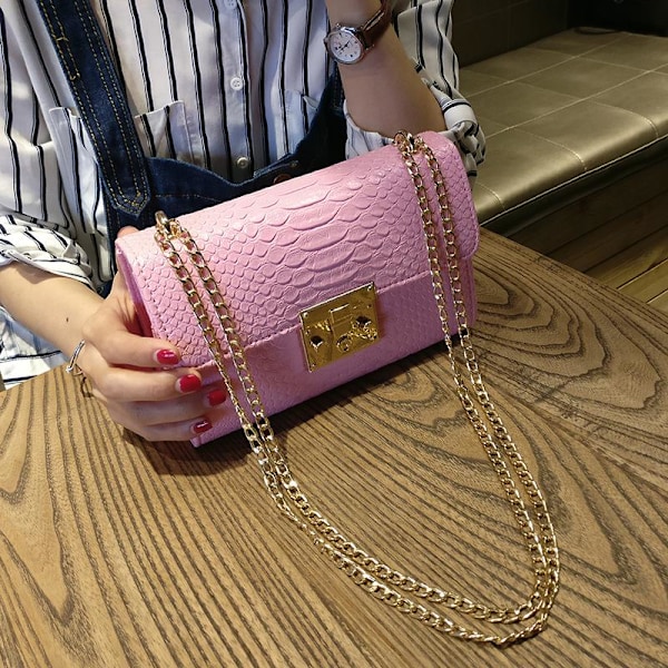 Crocodile Flap Bag Handväskor Damväskor Svart Vit Small Day Clut Rosa