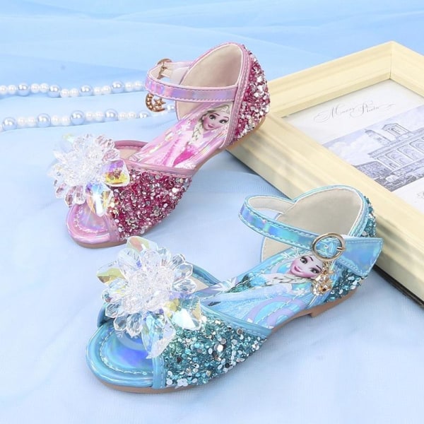 elsa prinsesse sko barn pige med pailletter sølv farvet 21 cm / størrelse 34