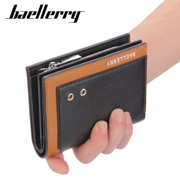 Baellerry Slim Business-plånbok för män med spänne och dragkedja kaffe