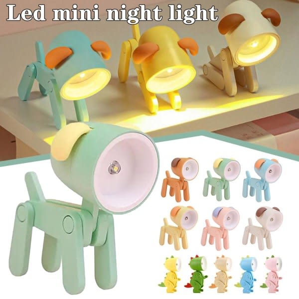 söt Mini LED nattlampa hopfällbar bordslampa hund blå rådjur