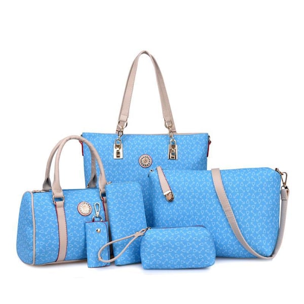 Lyxiga kvinnor axelväska PU läder Tote handväska Crossbody väsko Blå