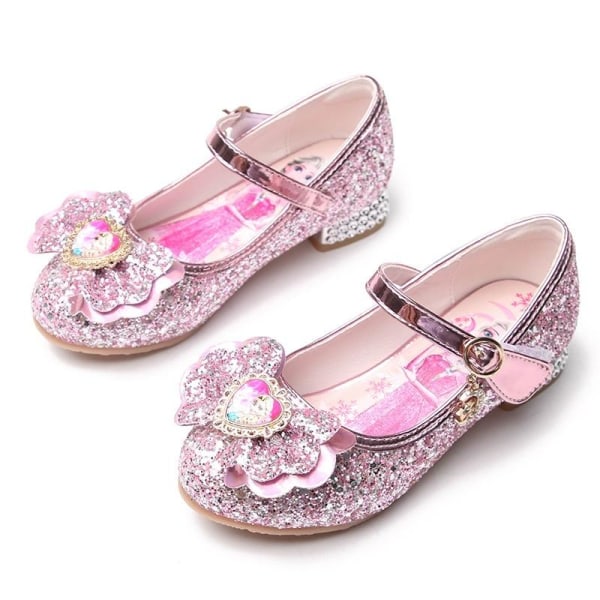 elsa prinsesse sko barn pige med pailletter pink 18 cm / størrelse 28