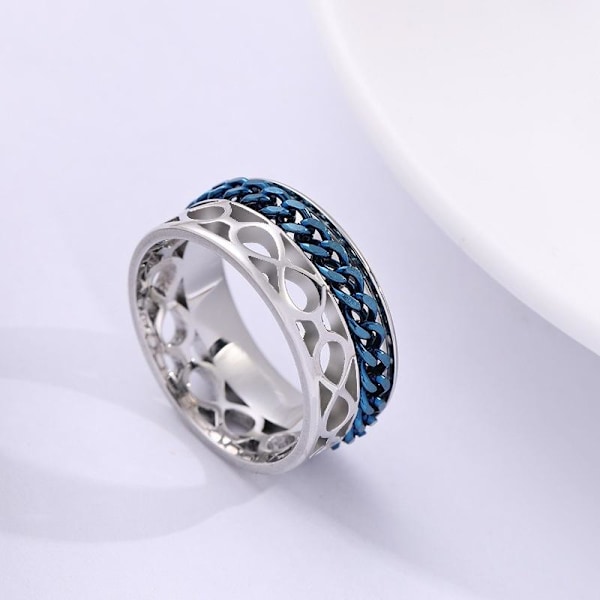 antistress spinner rotating fidget ring rings blue Størrelse 6 / 16,4 mm