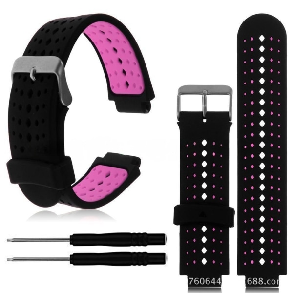 rannekoru silikoni Garmin Forerunner 220 230 235 Approach S20 musta/vaaleanpunainen