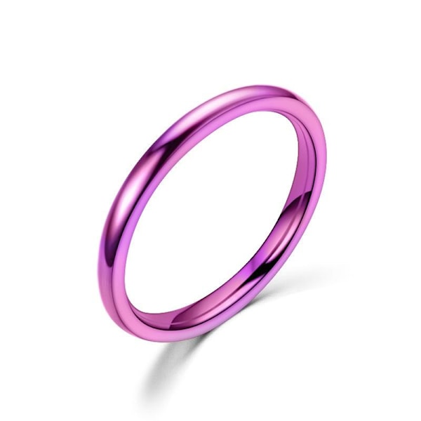 Ultra Fin Pinky Ring - Personlig rød kugleåbningsring til kvinder 2 mm lilla nr. 12