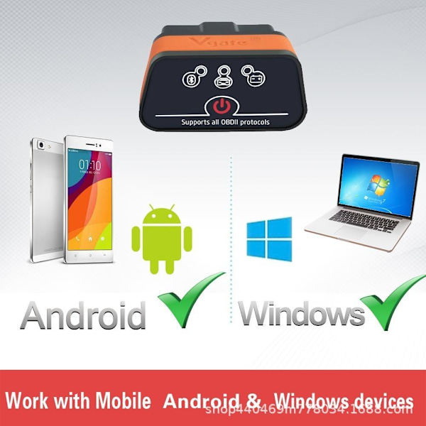 Vgate ICar2 Bluetooth bilfelsdetektor med 3.0-teknik - Skanna oc vit orange