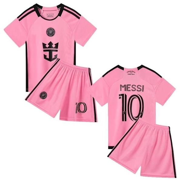 Messi #10 Fotballtrøye & Shorts Sett - Rosa Fotballutstyr #22 (130 cm)