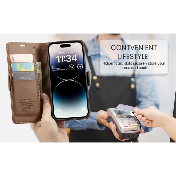(För iPhone 13 Pro max) Läderplånboksfodral med kortfack och magnetisk stängning, slimmad och lätt design grön