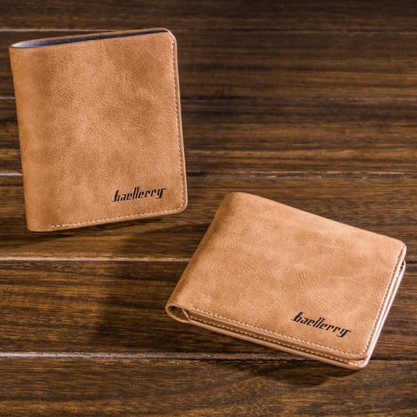 Baellerry kort stil Mens plånböcker visitkortshållare PU läder B Grå färg 12cm*9.8cm*1.2cm