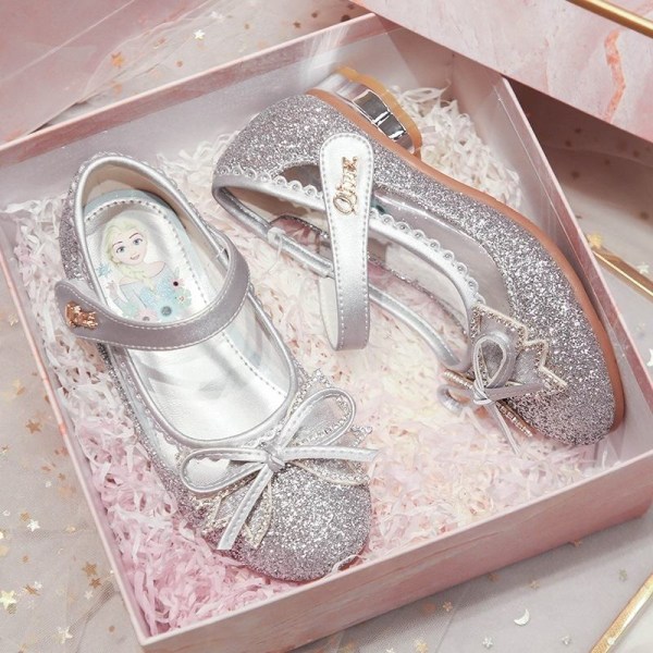 elsa prinsess skor barn flicka med paljetter silverfärgad 20cm / size31