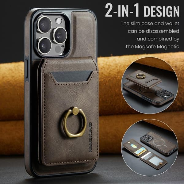 (Til iPhone 14 Pro) MagSafe Telefoncover med roterende ring og lys brun