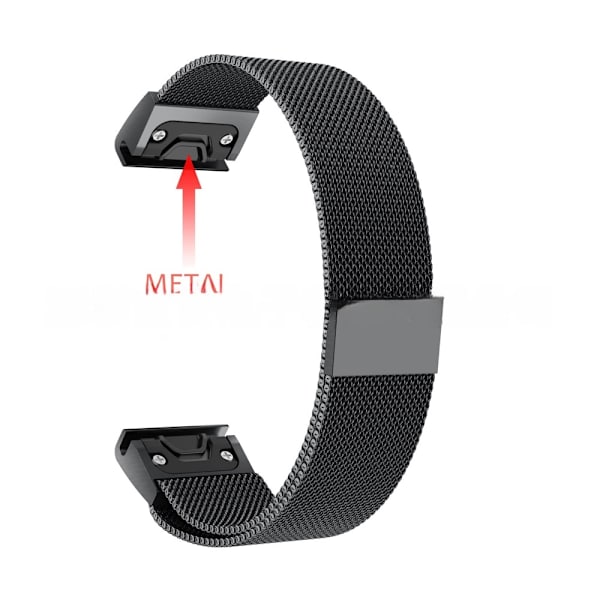 armbånd stål Garmin Fenix ​​7x/6x/5x 26mm sort
