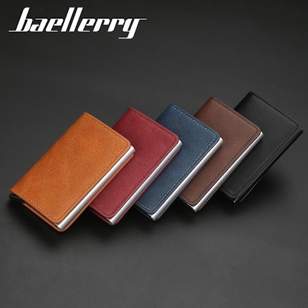 Baellerry RFID-blokerende aluminiums kortholder - Automatisk pop gullig brun
