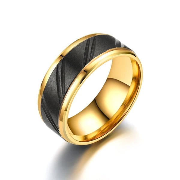 Noble Men's Gold Slitted Ring - Løft din stil med luksuriøs avancere 8 mm sort nr. 11