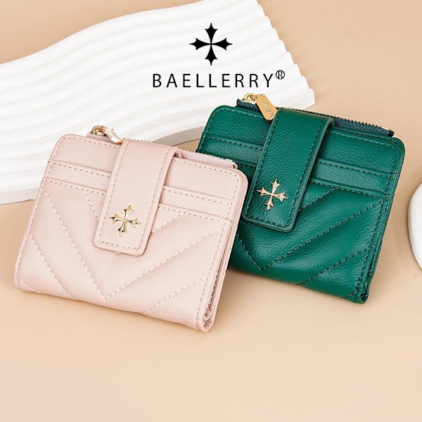 Baellerry Cross Flower Short Plånbok för kvinnor - Minimalistisk grön