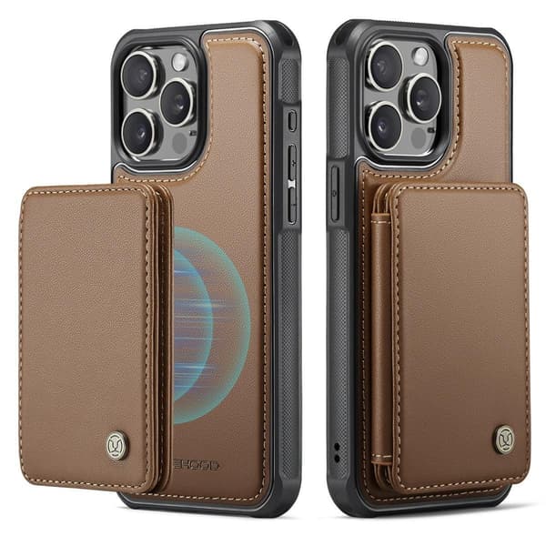 (Til iPhone 15 Plus) PU læder tegnebogs etui med kortlommer, stativ og magnetisk lukning sort