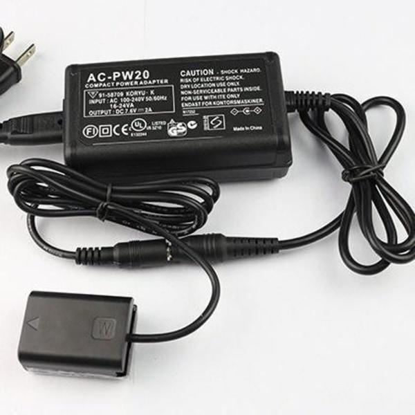 Sony NEX AC-PW20 ekstern strømforsyningskit med dummy-batteri til k sort sat i tre dele