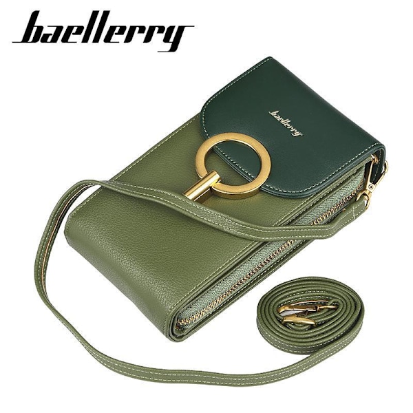 Baellerry Pu Läder Dam Crossbody Väskor Trifold Plånböcker Hasp Brun