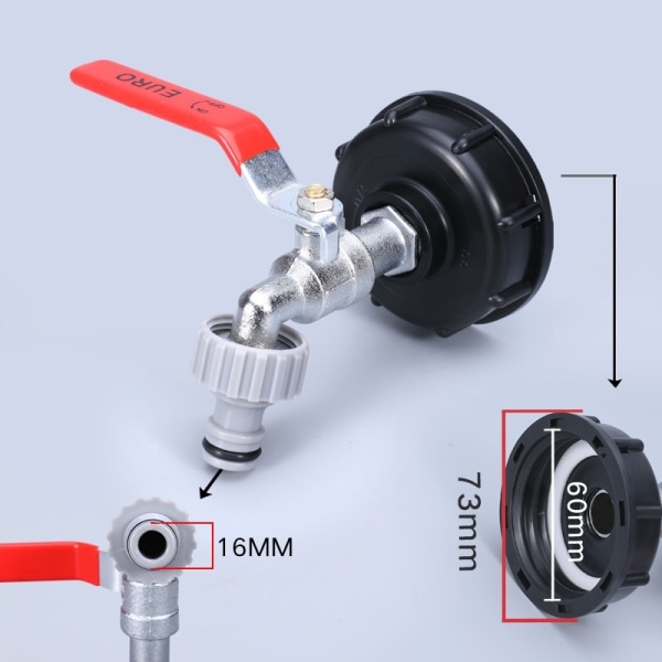 ibc tankadapter ibc koppling ibc anslutnings ibc tank adapter S60*6 till 1/2 legering plast nippel