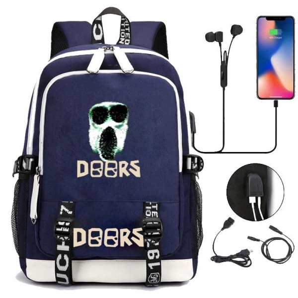 døre roblox rygsæk børn rygsække rygsæk med USB stik 1s blå 3