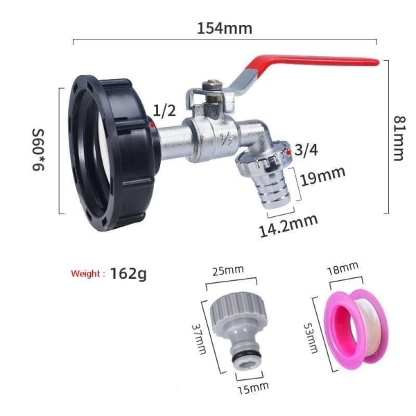 ibc tank adapter ibc kobling ibc tilkobling ibc tank adapter 1/2 tommers armatur i legert plast