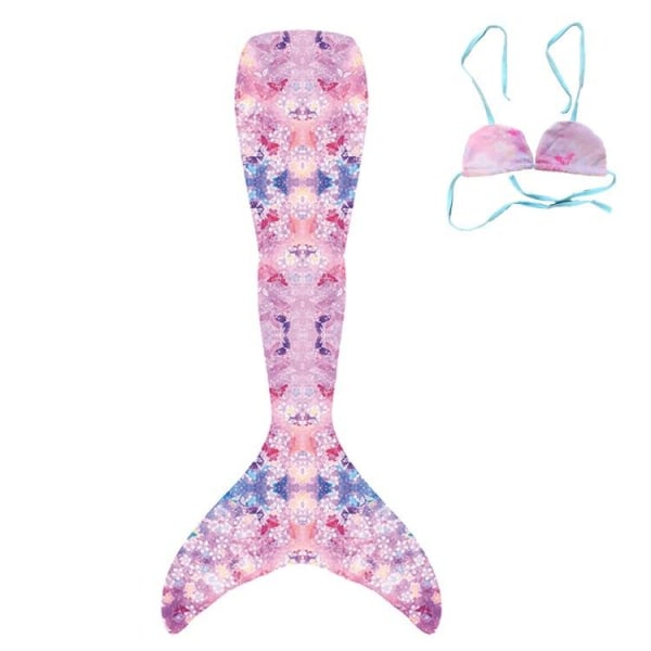 sjöjungfru bikini monofin sjöjungfru fena barn sjöjungfrusvans topp kjol (utan monofin) A M (kroppshöjd 110-120cm)