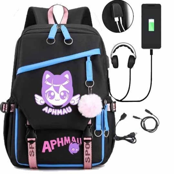 Aphmau reppu lasten reput reppu USB-liitännällä 1kpl sininen 3