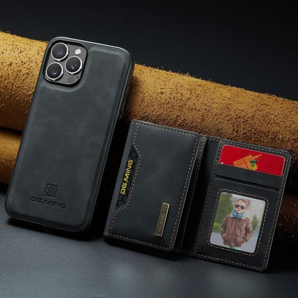 (iPhone 12 / iPhone 12 Pro) DG.MING M2 -sarjan irrotettava lompakko musta