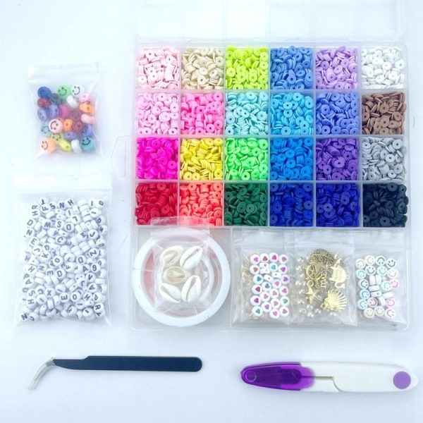 6000st DIY platta Lerpärlor set runda polymerlerpärlor för pärla Som bilden visar