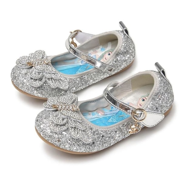 elsa prinsess skor barn flicka med paljetter silverfärgad 21.5cm / size33
