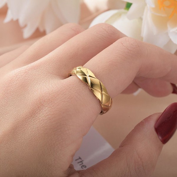 Cutting Arc Blomsterring: Unik batchblomstformet design, elegant enkelhed 6 mm rosa guld nr. 11