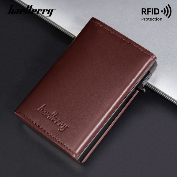 Baellerry RFID-blockerande smal plånbok med automatisk popup-kor svart