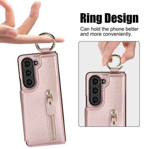 (För Samsung Galaxy Z Fold 7) Hållbar telefonfodral med ringgrep vit