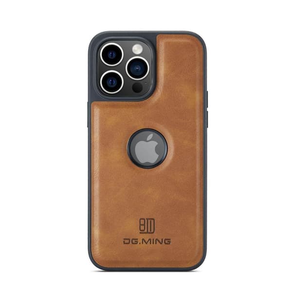 (For iPhone 15 Plus) DG.MING M5 Lærtelefondeksel med trådløs l brun