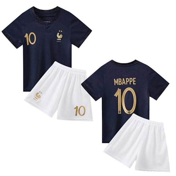 Mbappe #10 Frankrike fotbollströja set för barn och vuxna fotbol #14 (90CM)