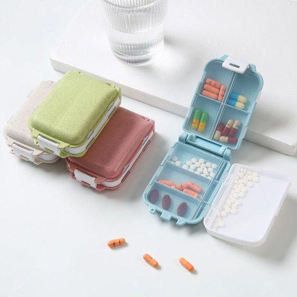 piller burkar medicindosett piller låda pillerbehållare 8 fack blå/vit