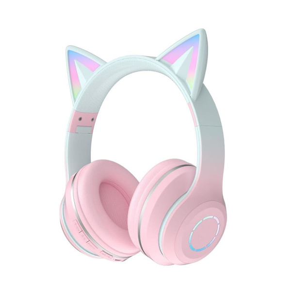 kattöron headset sladdlösa katt bluetooth hörlurar rosa
