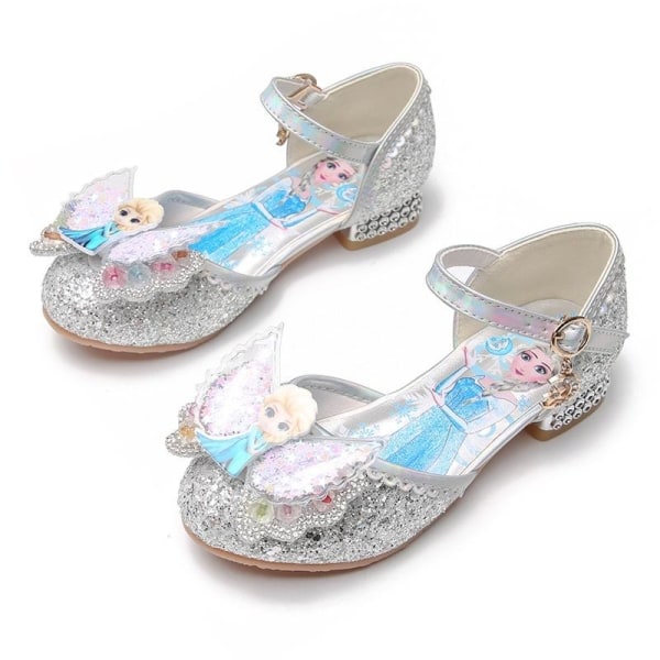 prinsessesko elsa sko børnefestsko sølvfarvede 16 cm / størrelse 23